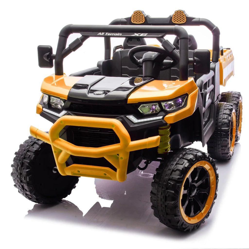Nouveauté 2026 – Camion électrique Xuanlur 24V 2 places pour enfants , avec moteur 2x200W, benne basculante/pelle, pneus résistants, lumières LED, musique et télécommande, noir