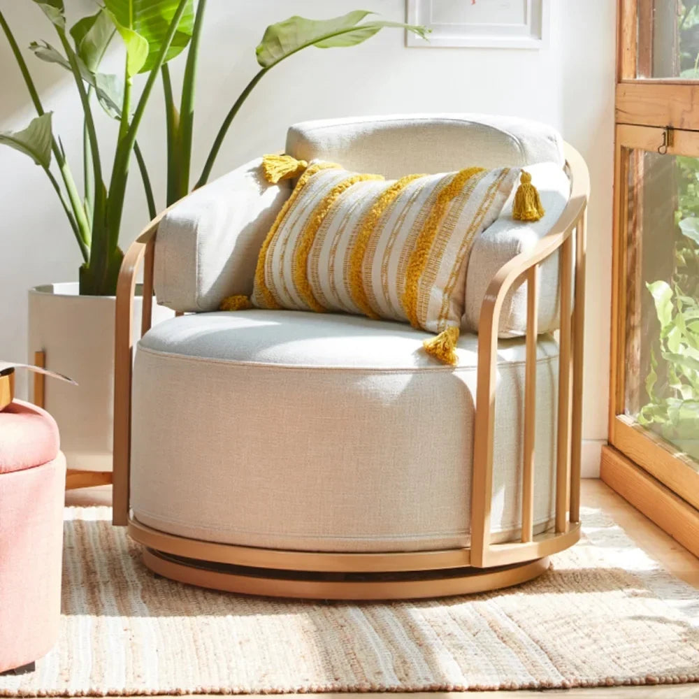 Nouveauté 2026 – Fauteuil pivotant Lillian Birdcage, lin crème, collection Better Homes & Gardens