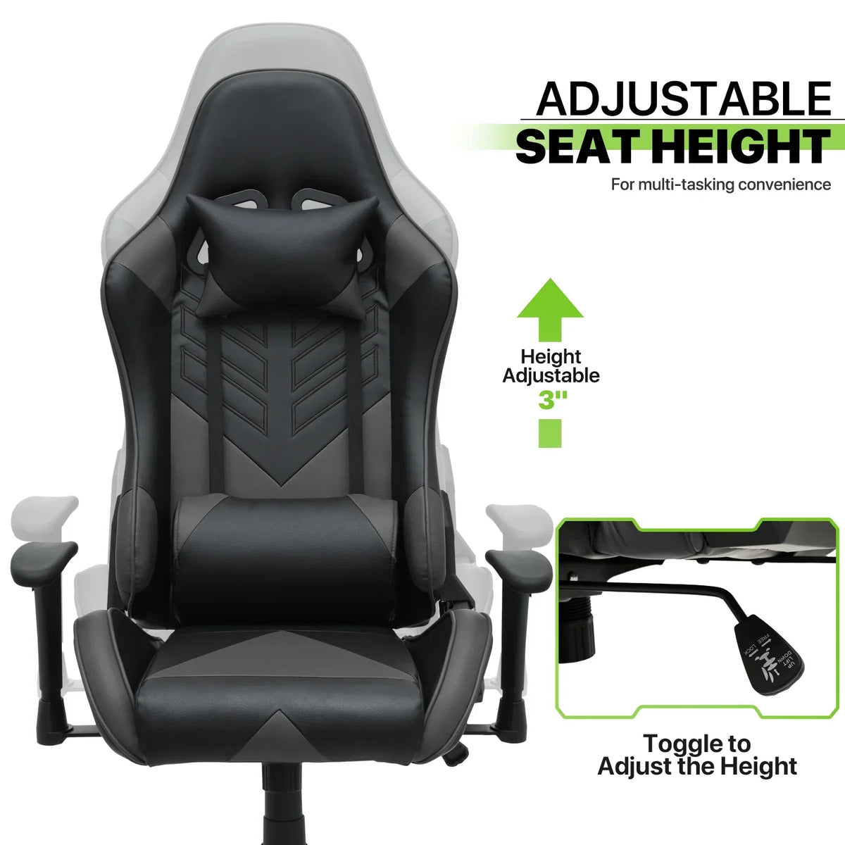 Nouveauté 2026 – Chaise de jeu ergonomique Magshion , chaise de jeu confortable, chaise de bureau en cuir, chaise de jeu pivotante et réglable, bleue