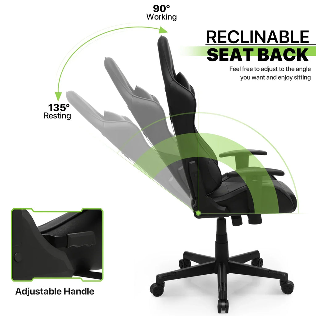 Nouveauté 2026 – Chaise de jeu ergonomique Magshion , chaise de jeu confortable, chaise de bureau en cuir, chaise de jeu pivotante et réglable, bleue