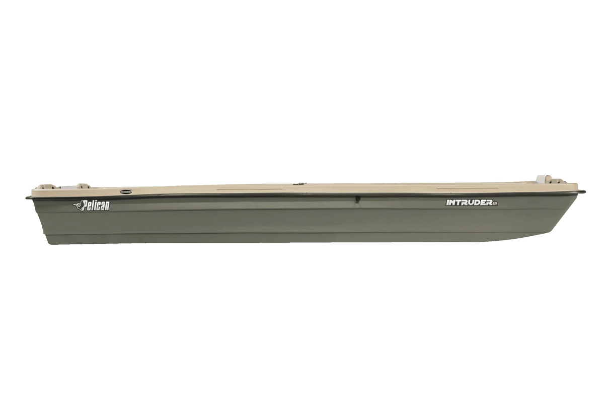 Nouveauté 2026 – Pelican - Bateau Intruder 12 - Bateau de pêche Jon - 3,66 m (12 pi) - Idéal pour la chasse et la pêche, kaki/beige