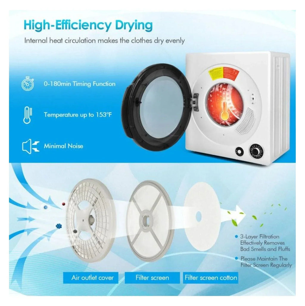 Nouveauté 2026 – Sèche-linge électrique Electric , modèle compact de 6 kg avec cuve en acier inoxydable, 4 modes de séchage, 2 niveaux de température, certifié ETL - idéal pour appartements, résidences étudiantes et camping-cars