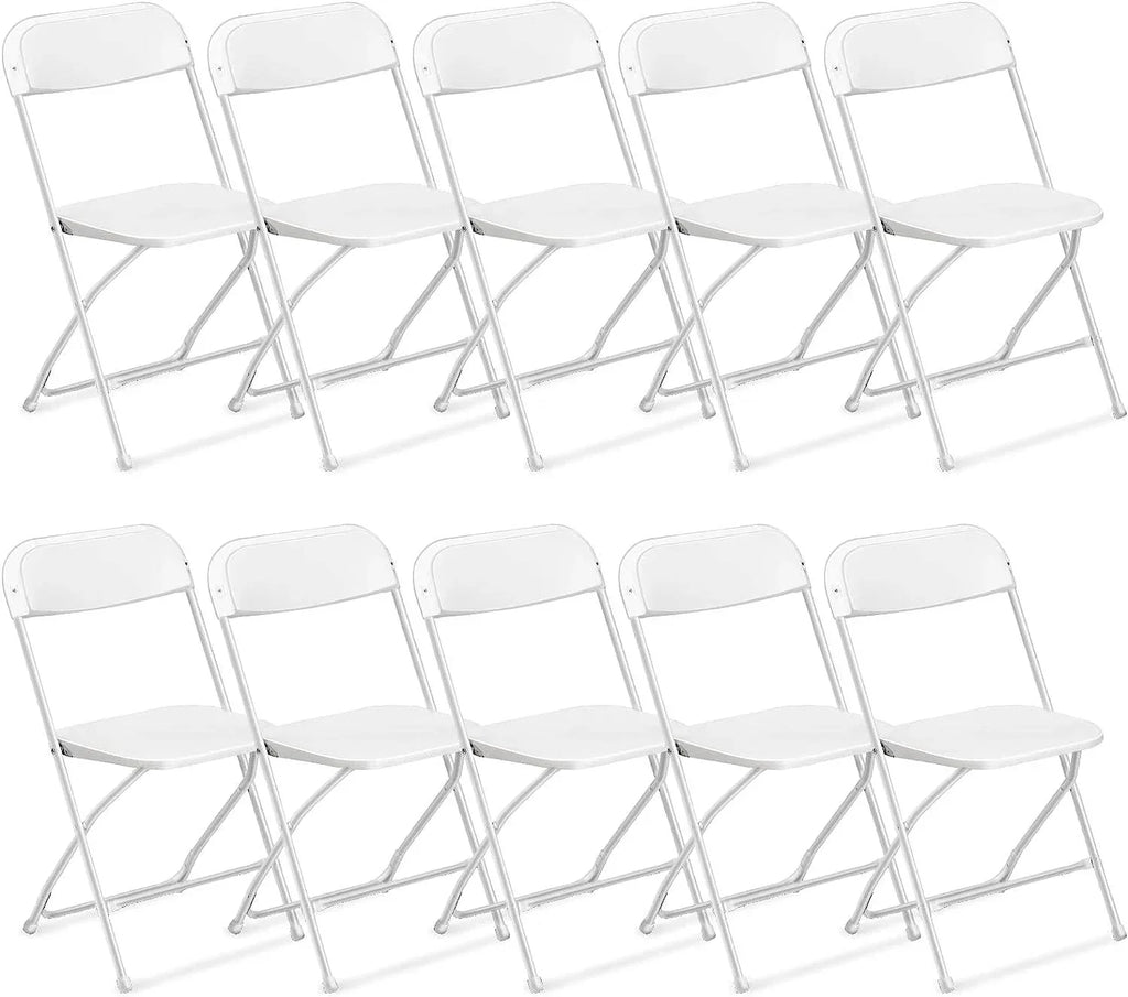 Nouveauté 2026 – Ktaxon Lot de 10 chaises pliantes empilables en plastique blanc, idéales pour les mariages et les fêtes d'adultes