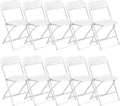 Nouveauté 2026 – Ktaxon Lot de 10 chaises pliantes empilables en plastique blanc, idéales pour les mariages et les fêtes d'adultes