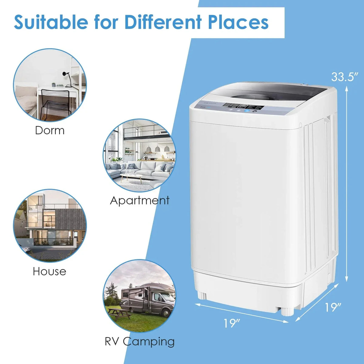 Nouveauté 2026 – Laveuse entièrement automatique Giantex , laveuse compacte de 1,34 pi³ avec 10 programmes, 8 niveaux d'eau et panneau DEL, laveuse et essoreuse portables d'une capacité de 9,92 lb avec pompe de vidange