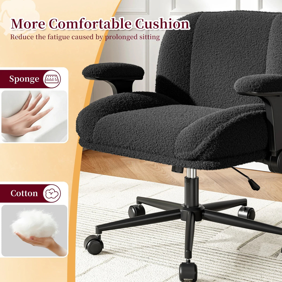 Nouveauté 2026 – Chaise de bureau Romorgniz Criss Cross avec accoudoirs réglables, soutien lombaire, dossier inclinable, coussin épais et roulettes. Idéale pour le bureau, les jeux vidéo, la lecture ou la coiffeuse. Couleur : blanc cassé