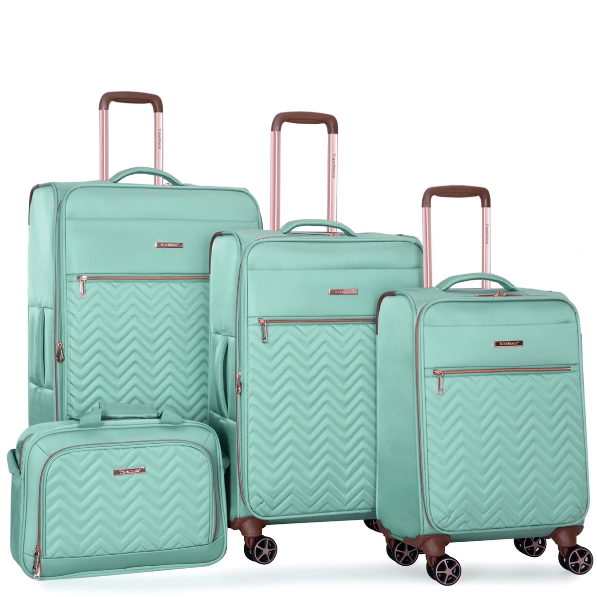 Nouveauté 2026 – Ensemble de 4 bagages Travelhouse : valise souple extensible et légère avec doubles roulettes multidirectionnelles (noir