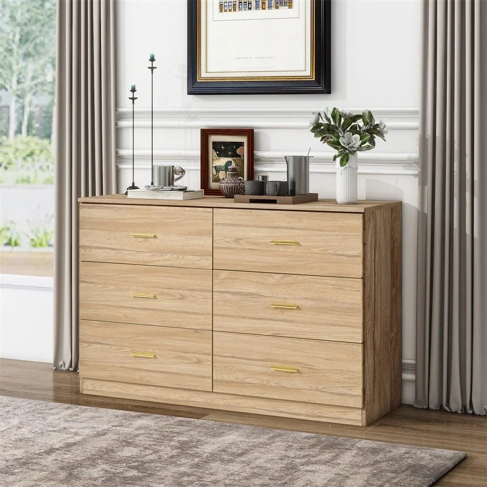 Nouveauté 2026 – Commode moderne Kadyn à 6 tiroirs, meuble en bois, commode pour chambre, meuble de rangement de cuisine avec tiroirs, commode (noire