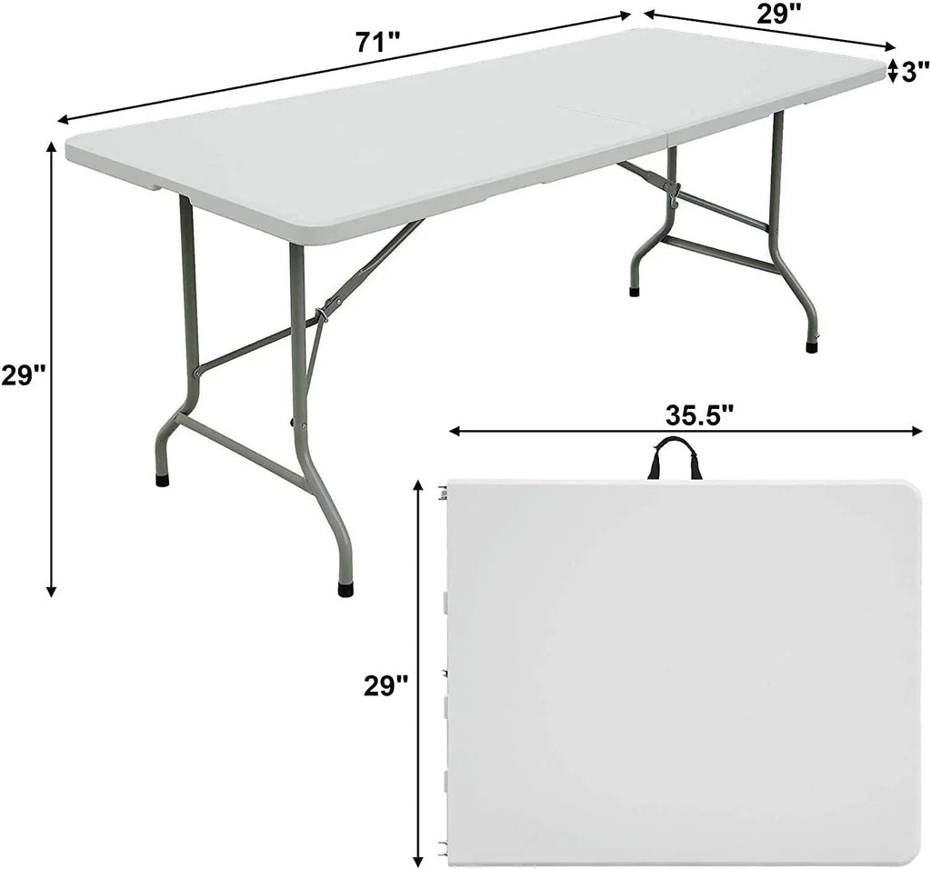 Nouveauté 2026 – Table pliante portable de 2,4 m (8 pi) en plastique blanc, idéale pour l'intérieur et l'extérieur, parfaite pour les fêtes, les pique-niques et le camping. Disponible en 4,2 m (4 pi), 1,8 m (6 pi) et 2,4 m (8 pi