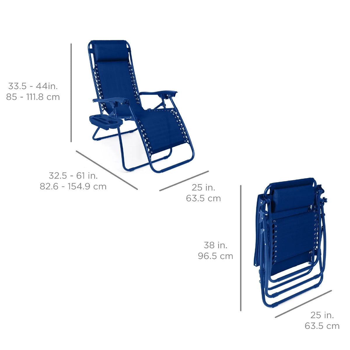 Nouveauté 2026 – Ensemble de 2 fauteuils inclinables zéro gravité Best Choice Products pour terrasse et piscine avec porte-gobelet - Gris