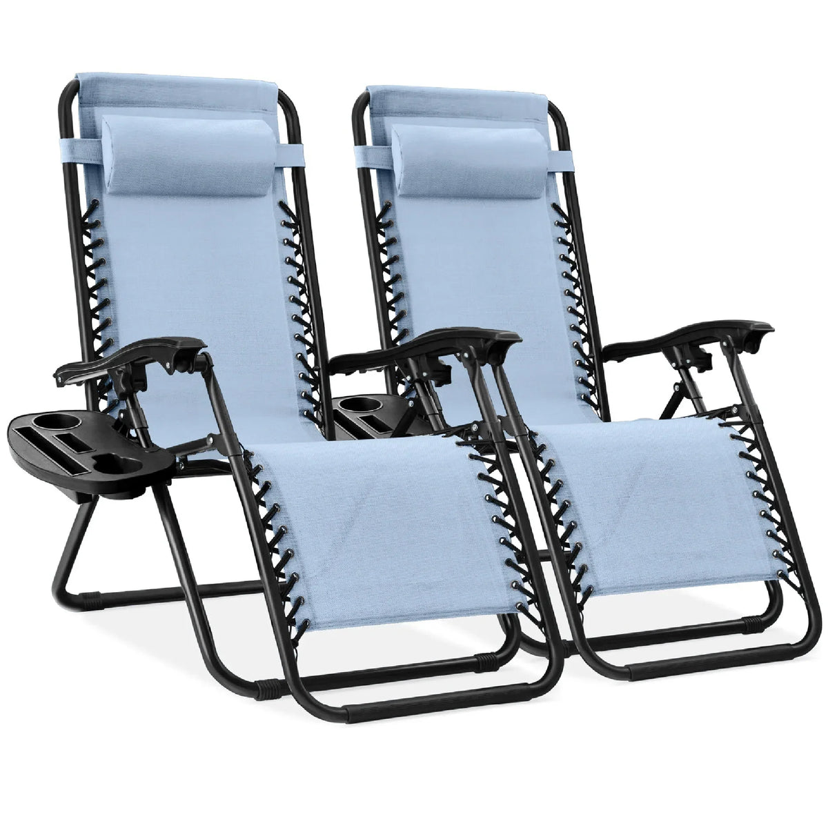 Nouveauté 2026 – Ensemble de 2 fauteuils inclinables zéro gravité Best Choice Products pour terrasse et piscine avec porte-gobelet - Gris