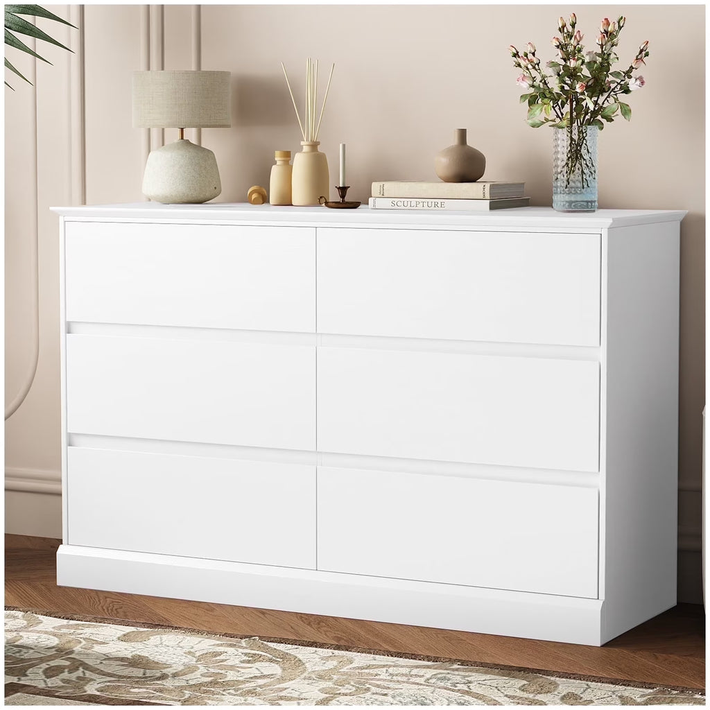 Nouveauté 2026 – Commode blanche neuve , commode à 6 tiroirs, meuble de rangement double, meuble d'appoint pour chambre ou salon