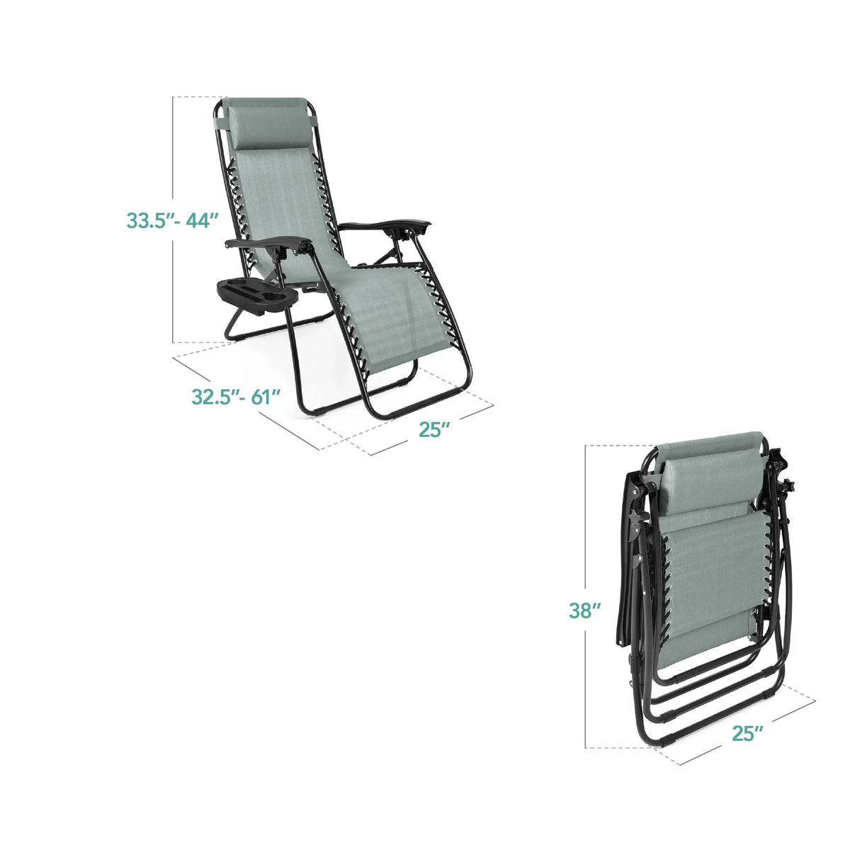Nouveauté 2026 – Ensemble de 2 fauteuils inclinables zéro gravité Best Choice Products pour terrasse et piscine avec porte-gobelet - Gris