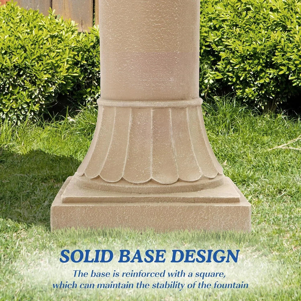 Nouveauté 2026 – Fontaine solaire italienne Magic Union - Décoration de jardin extérieur - Fontaine et cascade de 123 cm de haut, grande fontaine à bulles en résine à poser au sol pour l'intérieur, avec pompe, idéale pour terrasse et jardin