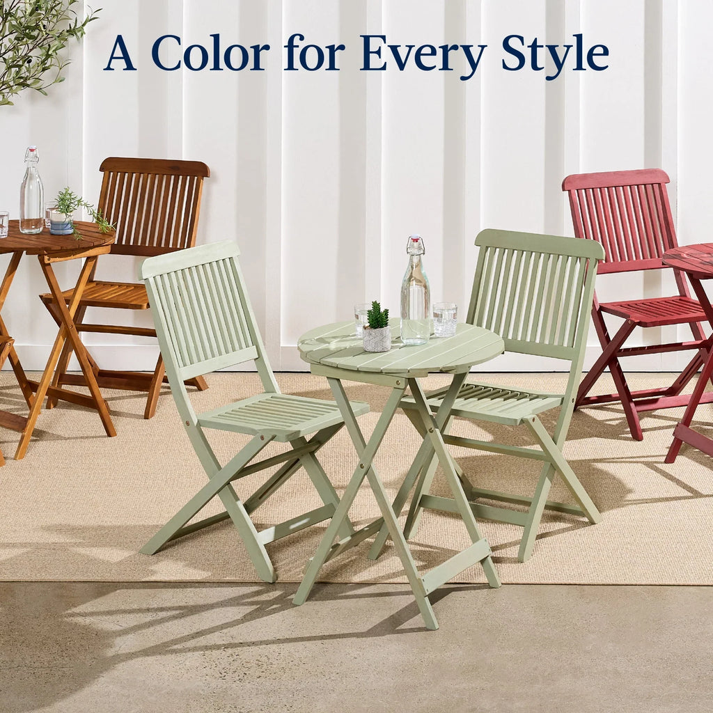Nouveauté 2026 – Ensemble bistro 3 pièces en bois d'acacia Best Choice Products , mobilier de patio pliant avec 2 chaises et une table - Naturel
