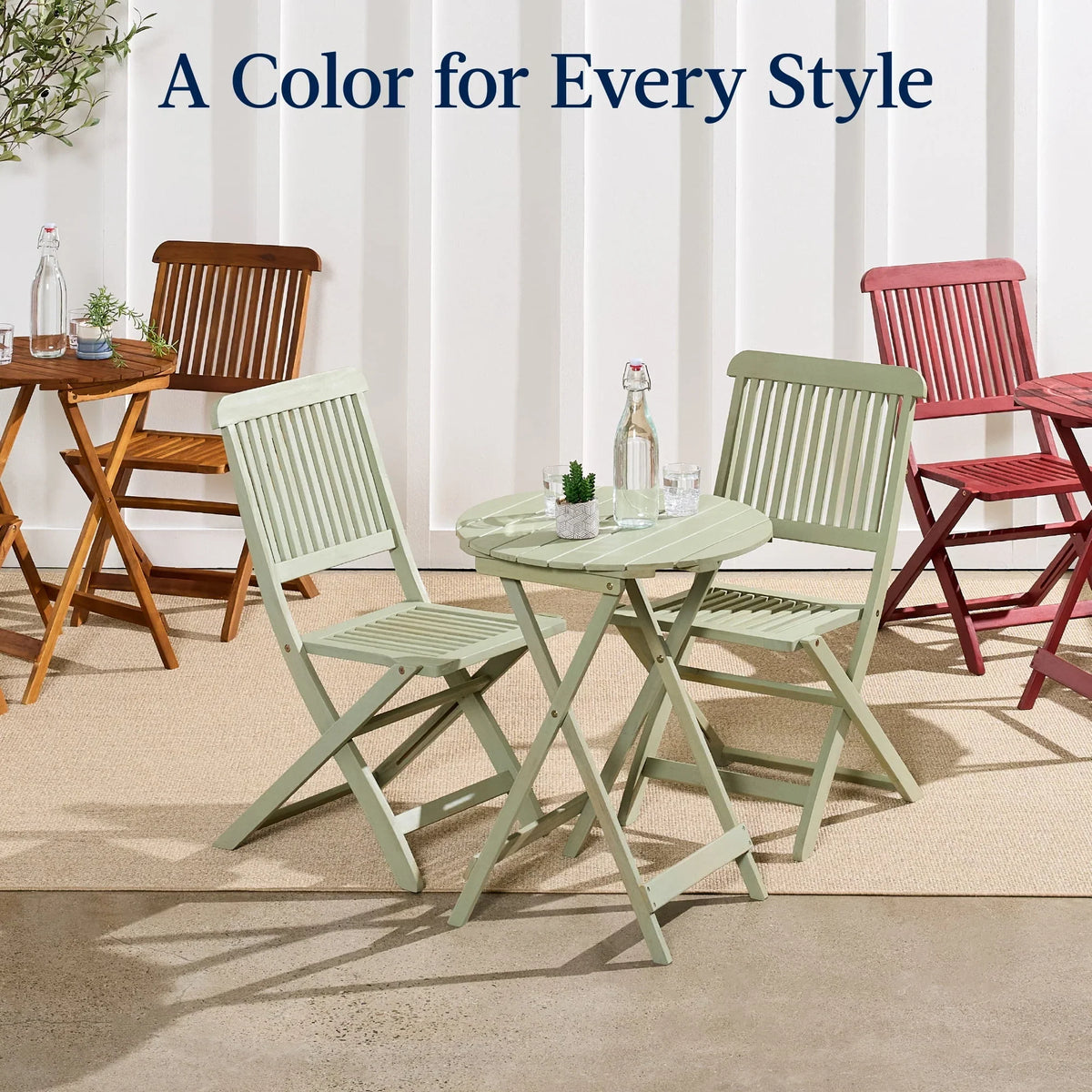 Nouveauté 2026 – Ensemble bistro 3 pièces en bois d'acacia Best Choice Products , mobilier de patio pliant avec 2 chaises et une table - Naturel