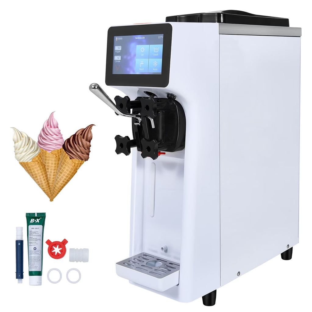 Nouveauté 2026 – Machine à glace commerciale KFFKFF , 2,7-4 gal/10-15 L/h, trémie de 4 L, une seule saveur, machine à glace molle de comptoir, nettoyage automatique, pré-refroidissement