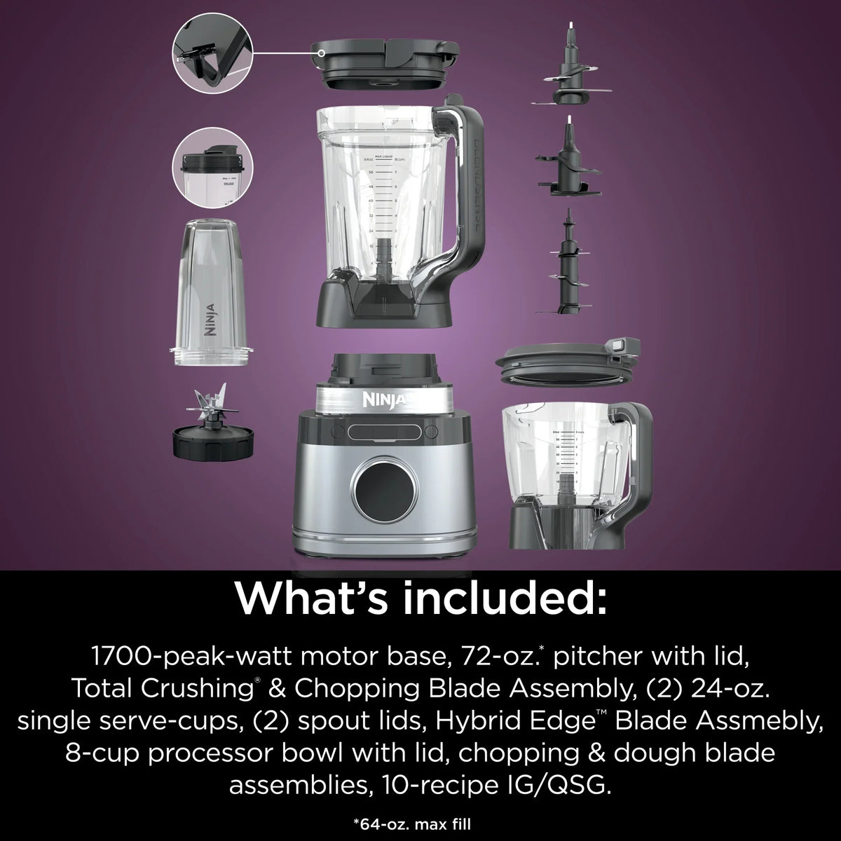 Nouveauté 2026 – Système de cuisine Ninja Detect TB400 : mixeur et robot culinaire avec technologie Blend Sense, argent