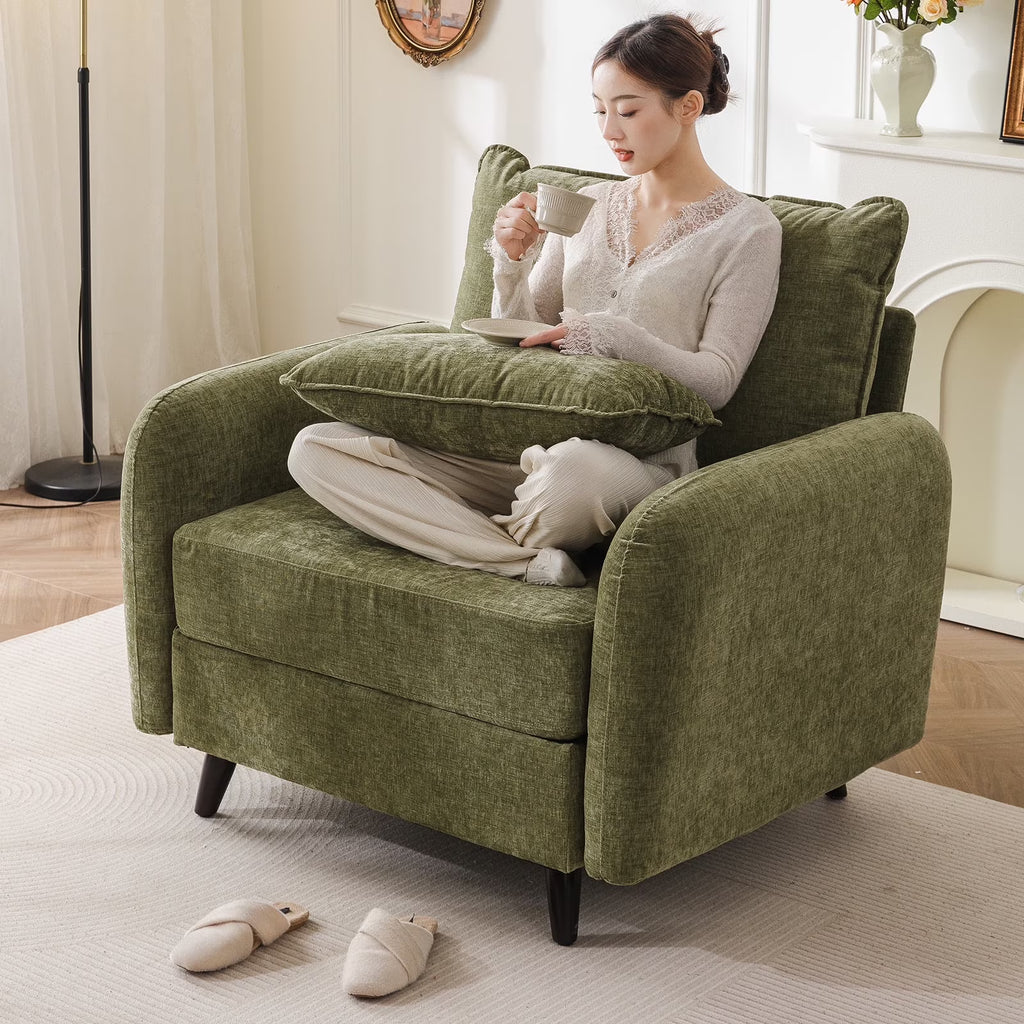 Nouveauté 2026 – Fauteuil d'appoint surdimensionné Rexulqo avec rangement intégré, confortable pour le salon, livré avec 2 coussins décoratifs, fauteuil rembourré style milieu du siècle, assise profonde de 62 cm, fauteuil de lecture pour chambre ou b