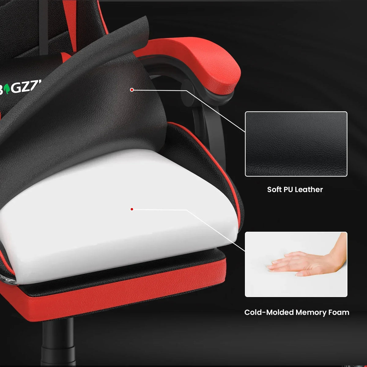Nouveauté 2026 – Chaise de jeu Bigzzia , chaise de bureau ergonomique avec appui-tête et soutien lombaire réglables en hauteur, pour adultes et adolescents, noir et blanc