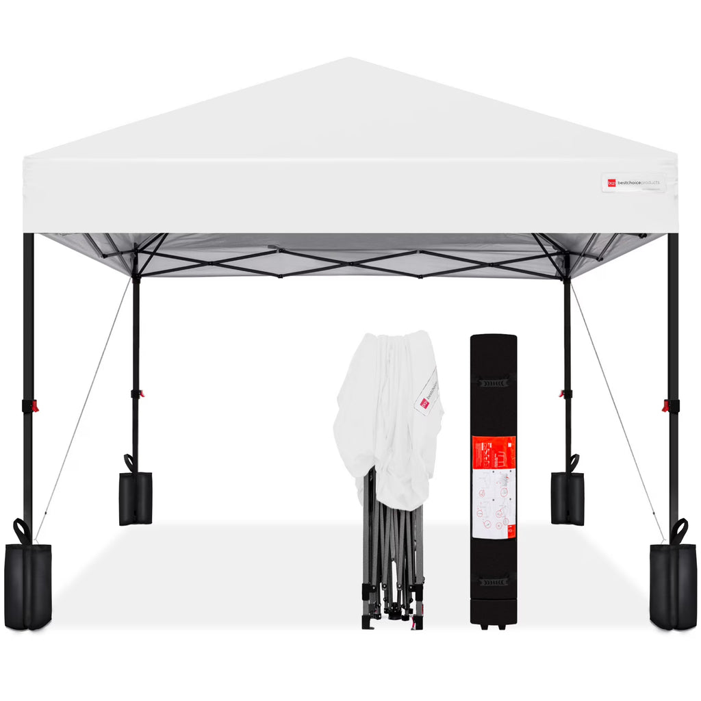 Nouveauté 2026 – Best Choice Products 3,66 m x 3,66 m - Abri pliant facile à monter avec installation en un clic, sac à roulettes et 4 sacs de lestage - Bleu marine