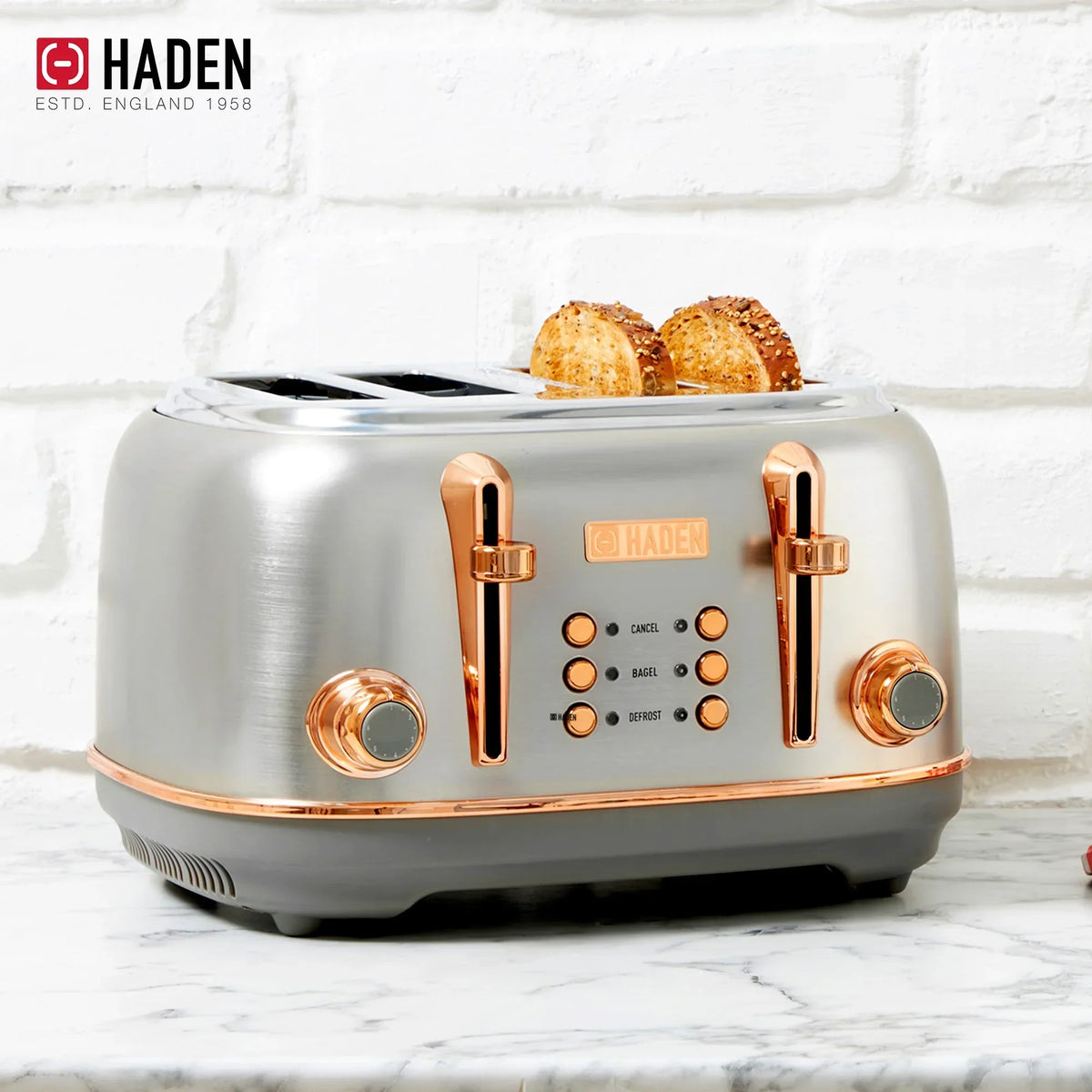 Nouveauté 2026 – Bouilloire électrique Haden Heritage 1500 1,7 W , finition noir mat avec accents cuivrés