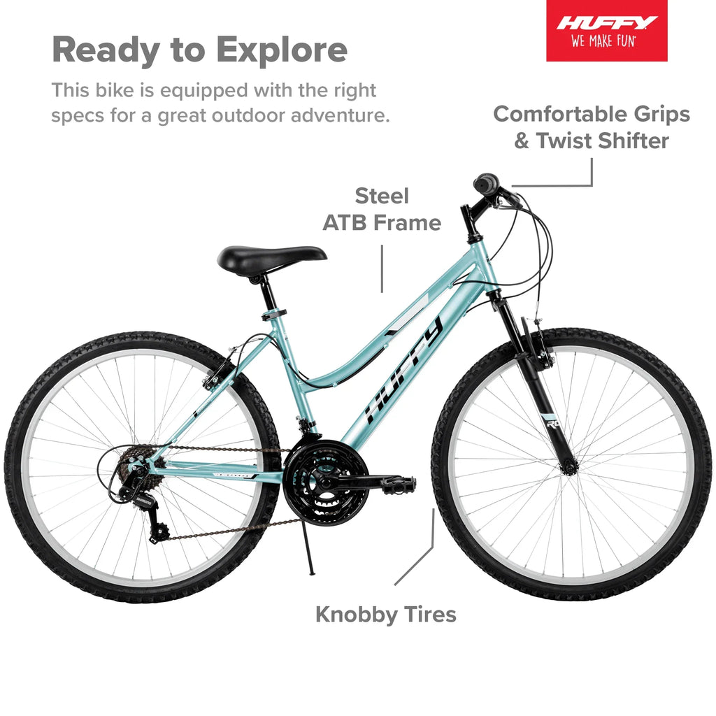 Nouveauté 2026 – VTT Huffy Rock Creek 26 pouces pour femme, 18 vitesses, , couleur menthe