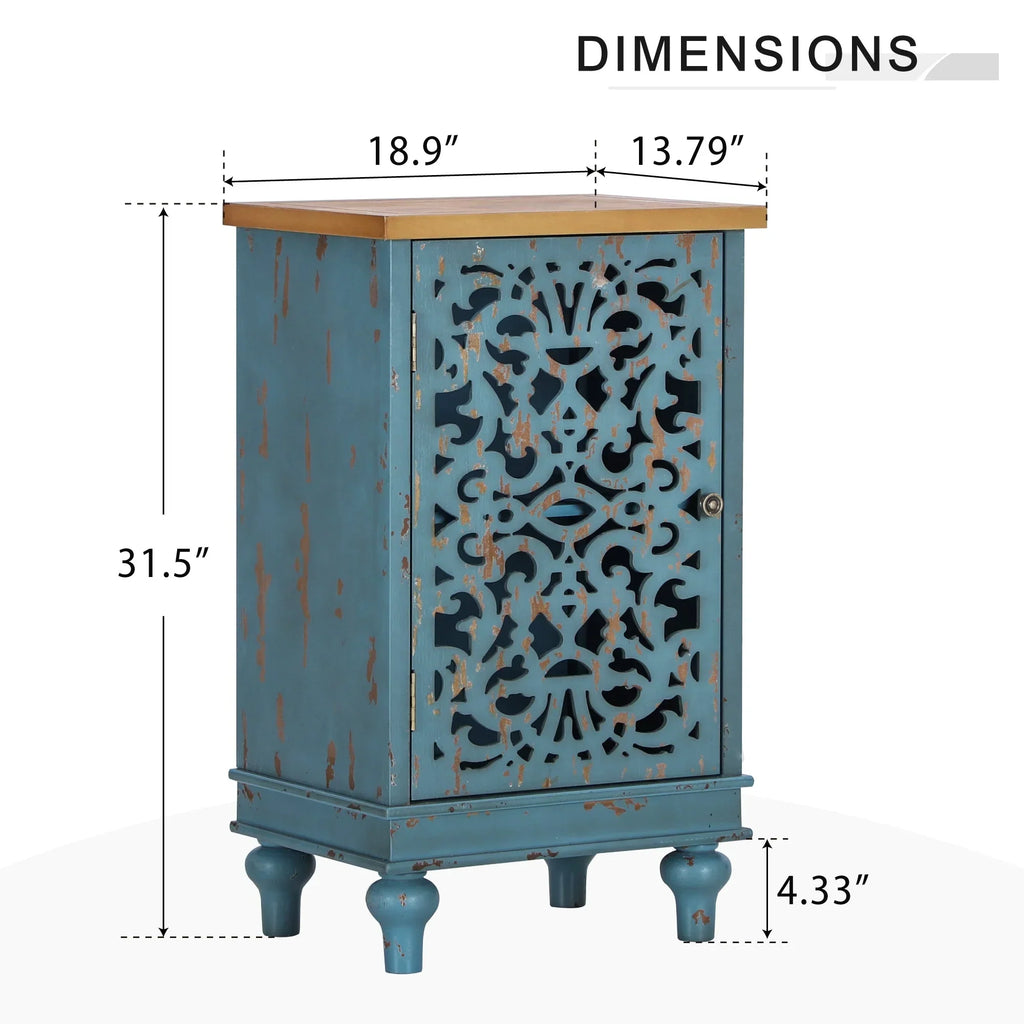 Nouveauté 2026 – Crédences et buffets sculptés creux Sophia & William , bois bleu, 2 étagères