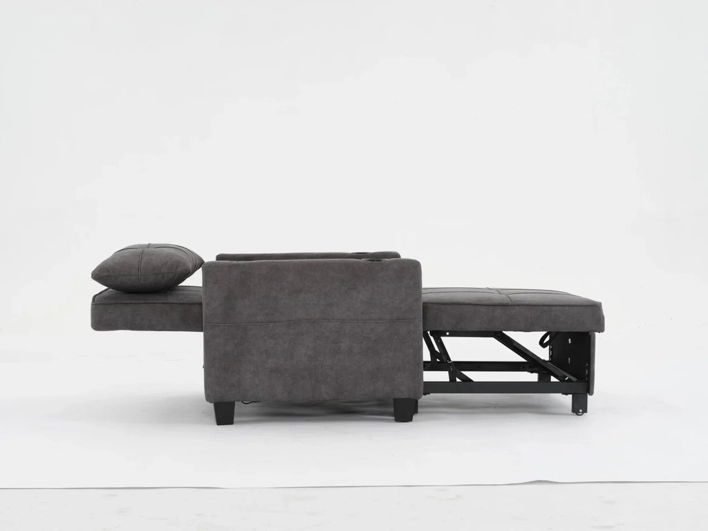 Nouveauté 2026 – Canapé-lit futon convertible , fauteuil-lit multifonctionnel 3 en 1 avec ports USB, dossier inclinable réglable, idéal pour les petits espaces (salon, chambre), revêtement en tissu technique, gris foncé