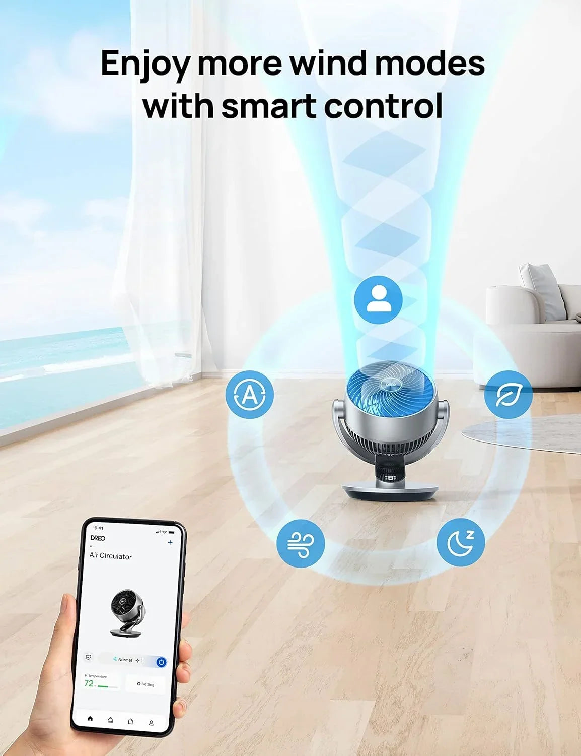 Nouveauté 2026 – Ventilateur oscillant Dreo de 10,24 pouces à 4 vitesses et débit d'air de 343 pi³/min