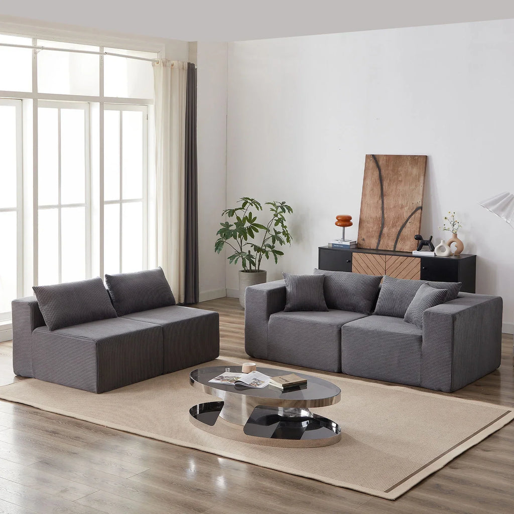 Nouveauté 2026 – Canapé d'angle modulaire en velours côtelé de 264 cm (104 pouces), ensemble de canapés de sol de luxe, mobilier d'intérieur rembourré, canapé compressé en mousse pour salon et chambre, combinaison libre de 4 pièces