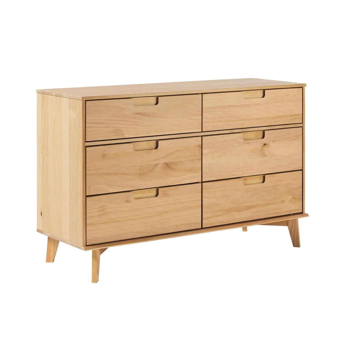 Nouveauté 2026 – Commode Walker Edison Sonoma 6 tiroirs en bois massif couleur caramel