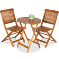 Nouveauté 2026 – Ensemble bistro 3 pièces en bois d'acacia Best Choice Products , mobilier de patio pliant avec 2 chaises et une table - Naturel