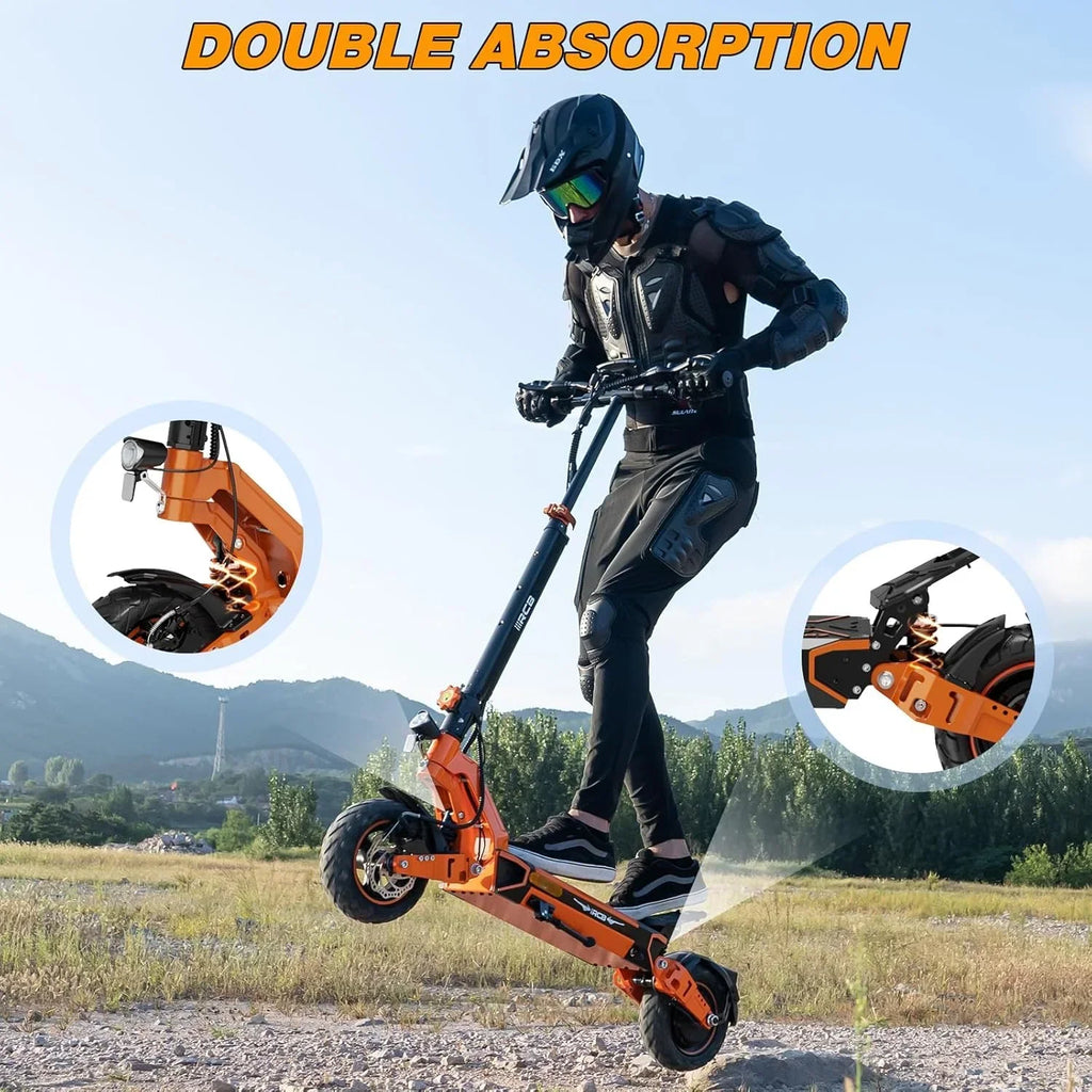 Nouveauté 2026 – Trottinette électrique pour adultes , autonomie maximale de 112 km, moteur de 1000 W, batterie 48 V 27 Ah, pneus increvables de 25 cm, double suspension, contrôle via application et NFC - RCB D7PRO