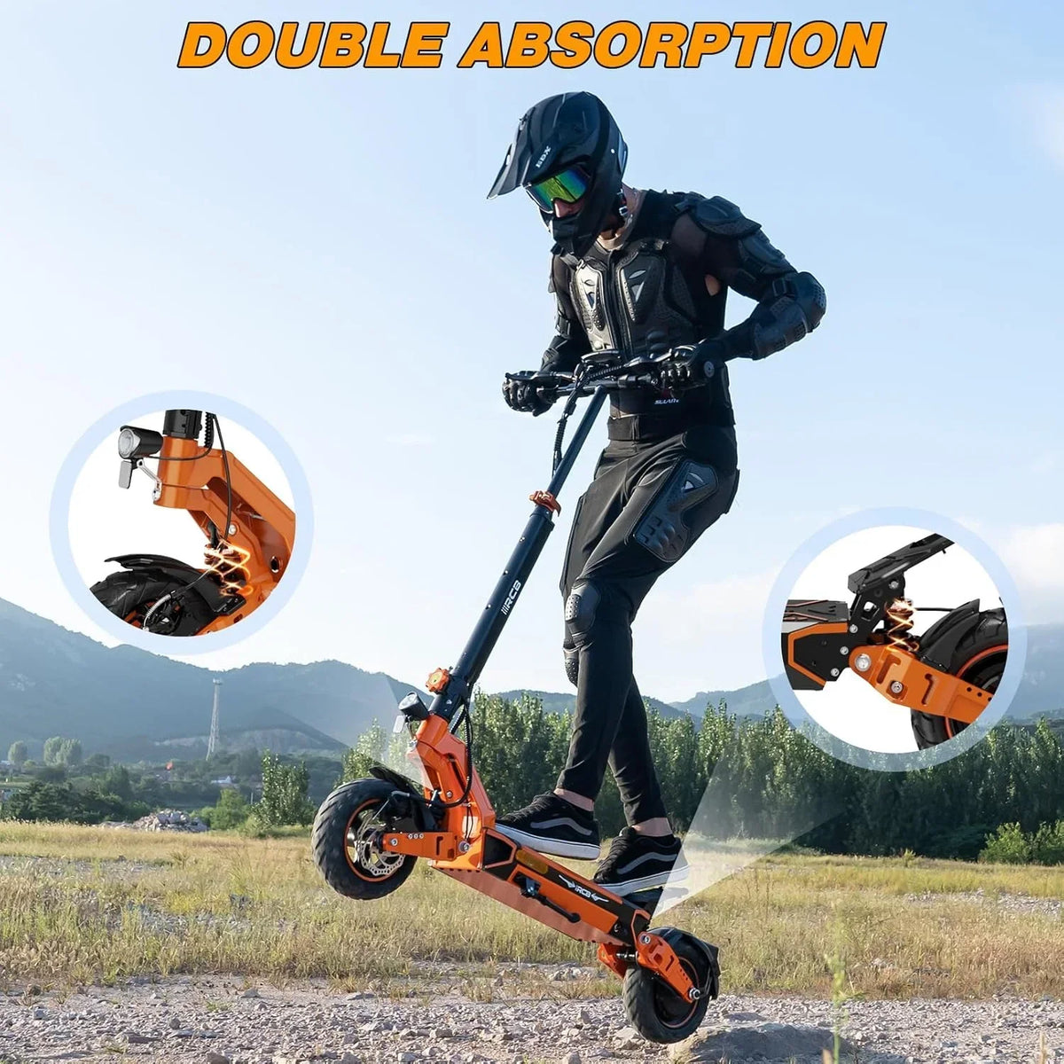 Nouveauté 2026 – Trottinette électrique pour adultes , autonomie maximale de 112 km, moteur de 1000 W, batterie 48 V 27 Ah, pneus increvables de 25 cm, double suspension, contrôle via application et NFC - RCB D7PRO