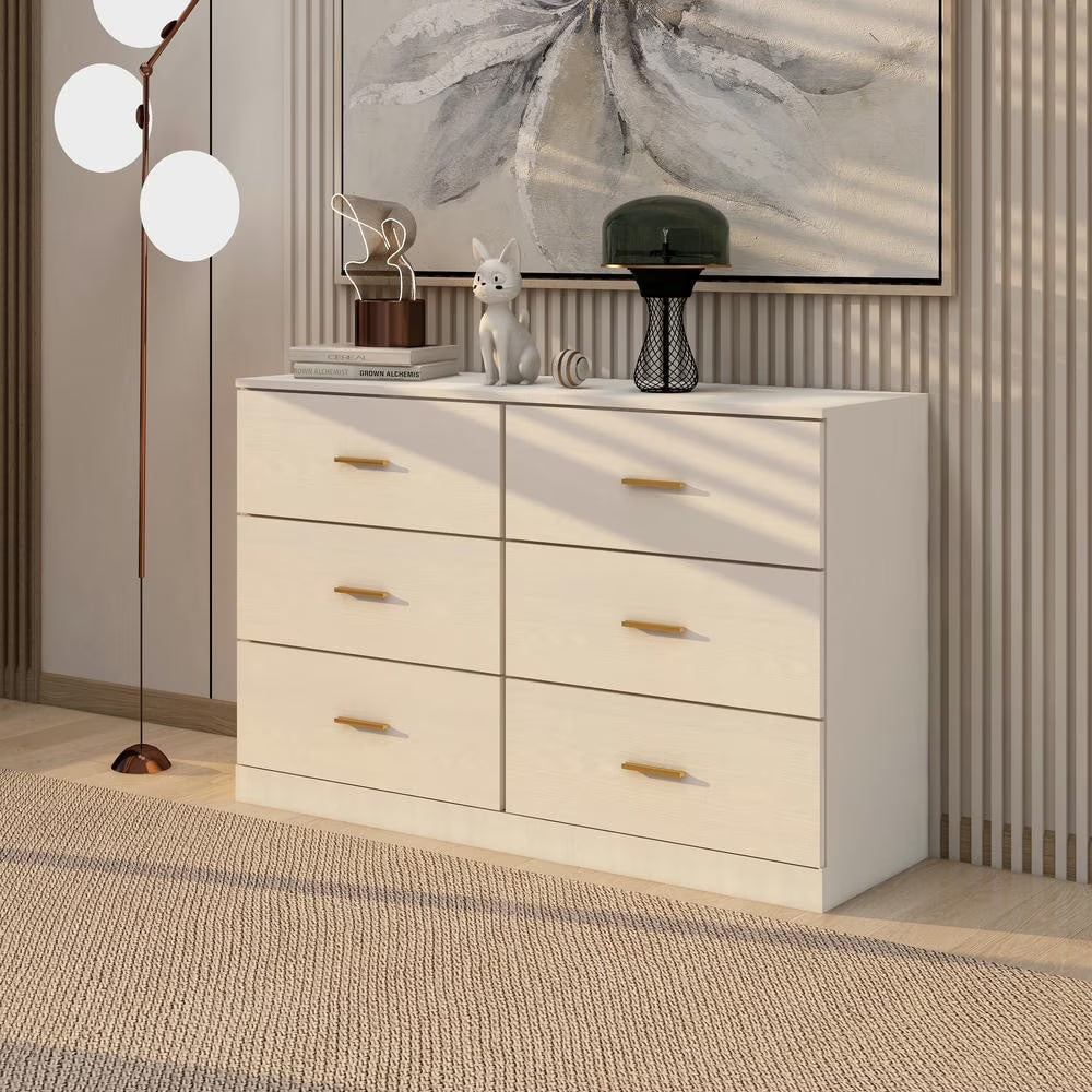 Nouveauté 2026 – Commode moderne Kadyn à 6 tiroirs, meuble en bois, commode pour chambre, meuble de rangement de cuisine avec tiroirs, commode (noire
