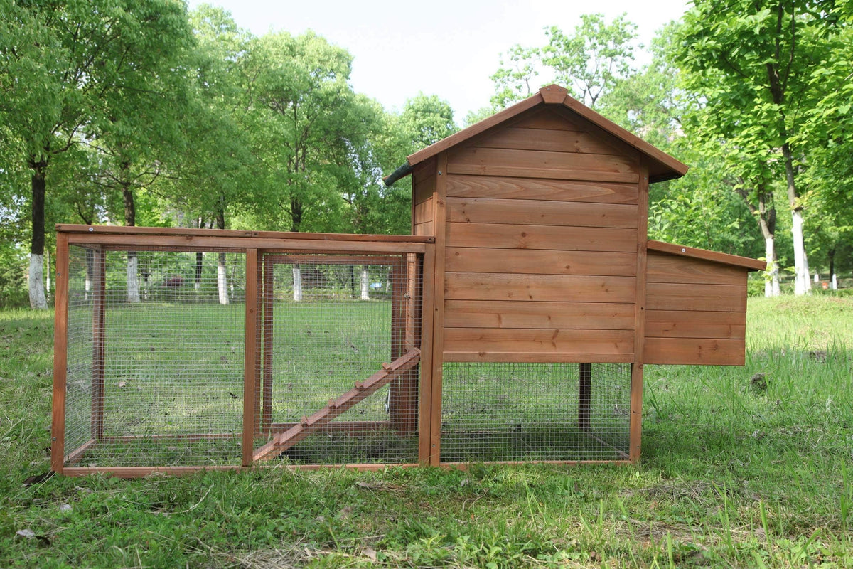 Nouveauté 2026 – Poulailler d'extérieur moyen en bois de 203 cm (80 pouces) avec nichoir, cage à volailles et clapier pour animaux de compagnie