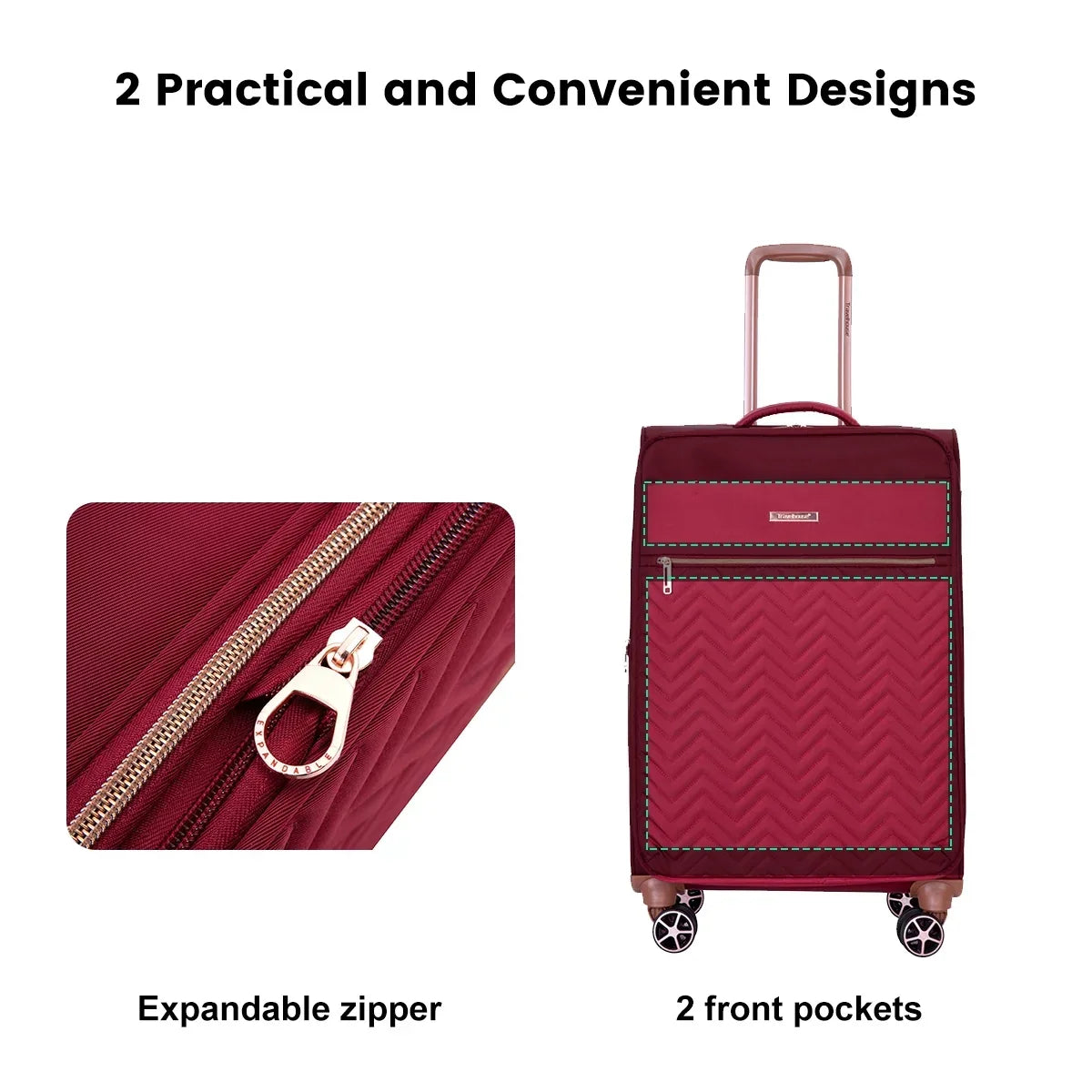 Nouveauté 2026 – Ensemble de 4 bagages Travelhouse : valise souple extensible et légère avec doubles roulettes multidirectionnelles (noir