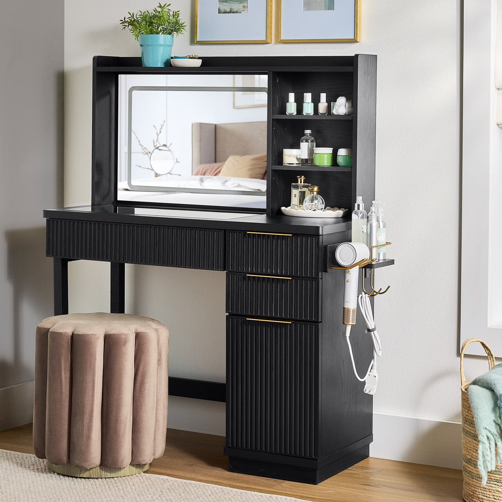 Nouveauté 2026 – Coiffeuse Lillian de Better Homes & Gardens avec miroir éclairé par DEL, finition blanche
