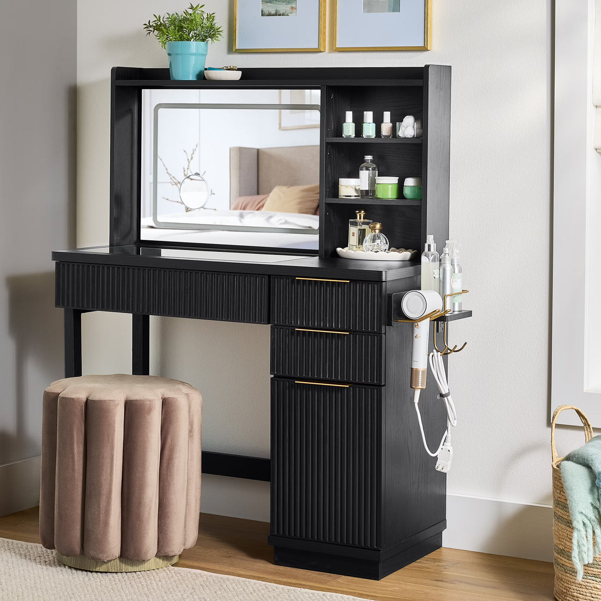 Nouveauté 2026 – Coiffeuse Lillian de Better Homes & Gardens avec miroir éclairé par DEL, finition blanche