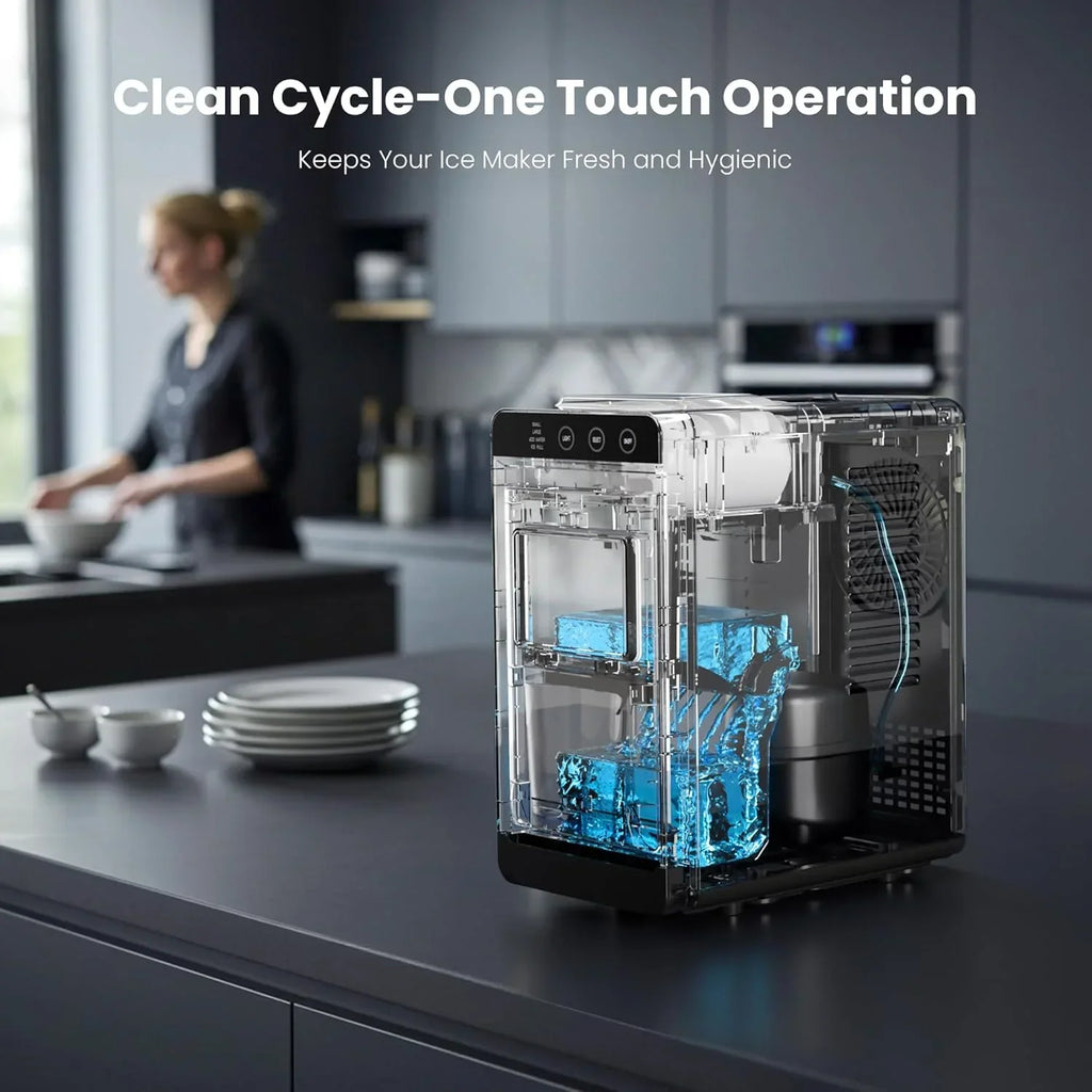 Nouveauté 2026 – Machine à glaçons de comptoir Moifoi , 12 kg/24 h, 8 glaçons en 6 min, portable, autonettoyante, éclairage intérieur, 2 tailles de glaçons, noire