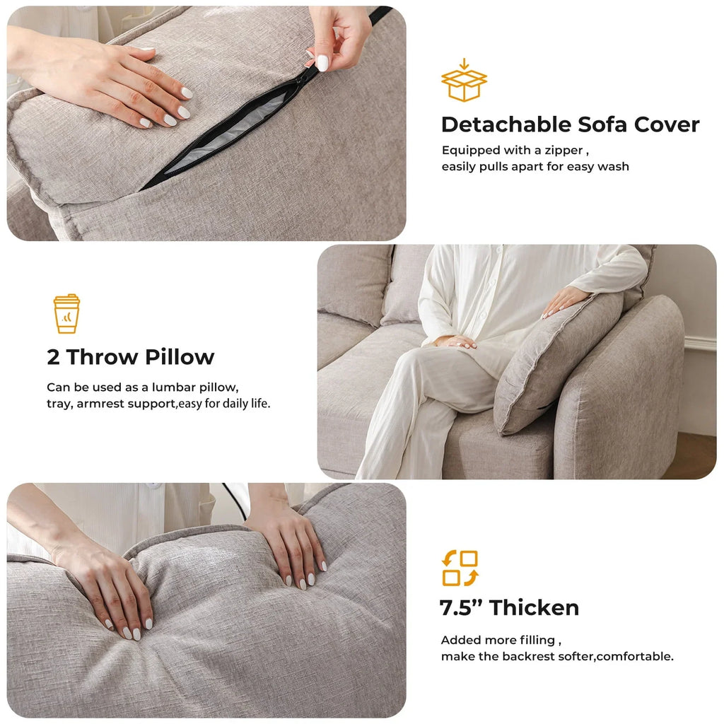 Nouveauté 2026 – Fauteuil d'appoint surdimensionné Rexulqo avec rangement intégré, confortable pour le salon, livré avec 2 coussins décoratifs, fauteuil rembourré style milieu du siècle, assise profonde de 62 cm, fauteuil de lecture pour chambre ou b