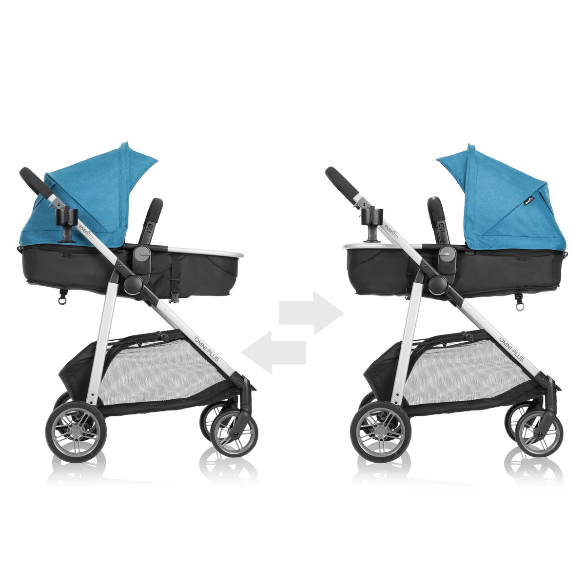 Nouveauté 2026 – Système de voyage modulaire Evenflo Omni Plus avec siège auto pour bébé LiteMax Sport, gris Mylar, unisexe