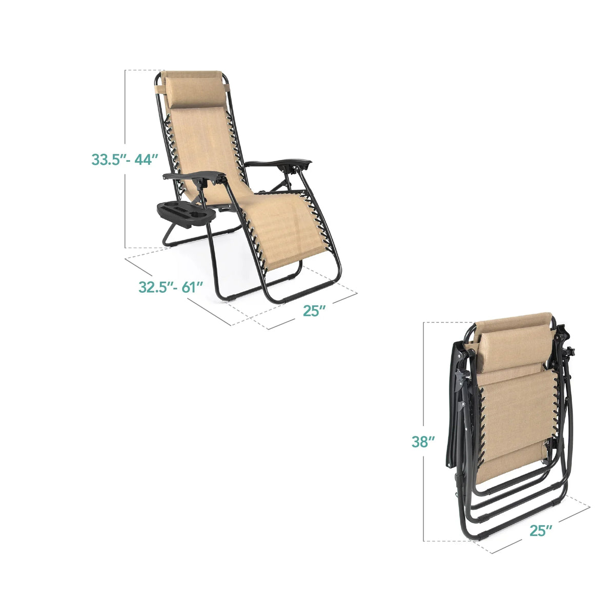 Nouveauté 2026 – Ensemble de 2 fauteuils inclinables zéro gravité Best Choice Products pour terrasse et piscine avec porte-gobelet - Gris
