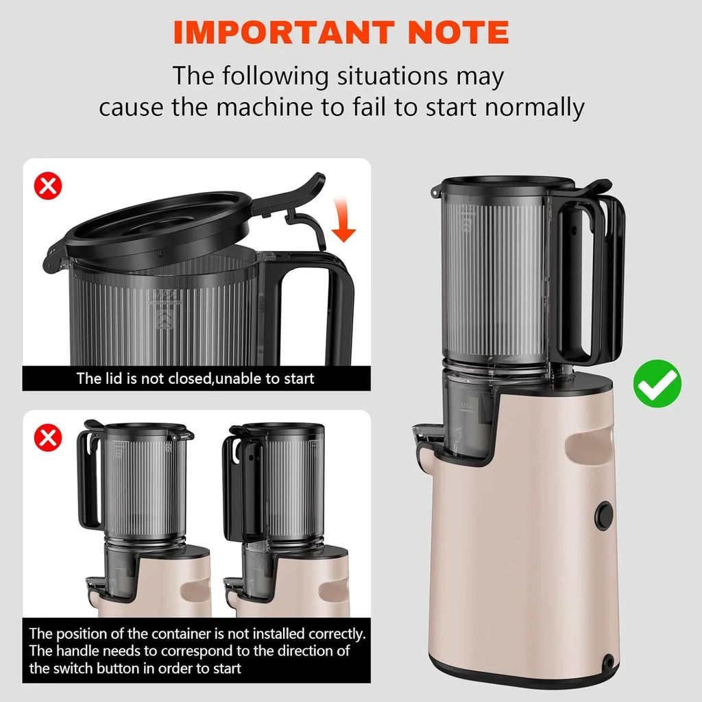 Nouveauté 2026 – Extracteur de jus à froid YPONE , extracteur à mastication avec goulotte d'alimentation de 13,7 cm de large, 350 W, convient aux fruits et légumes entiers, extracteur de jus à haut rendement, facile à nettoyer (noir