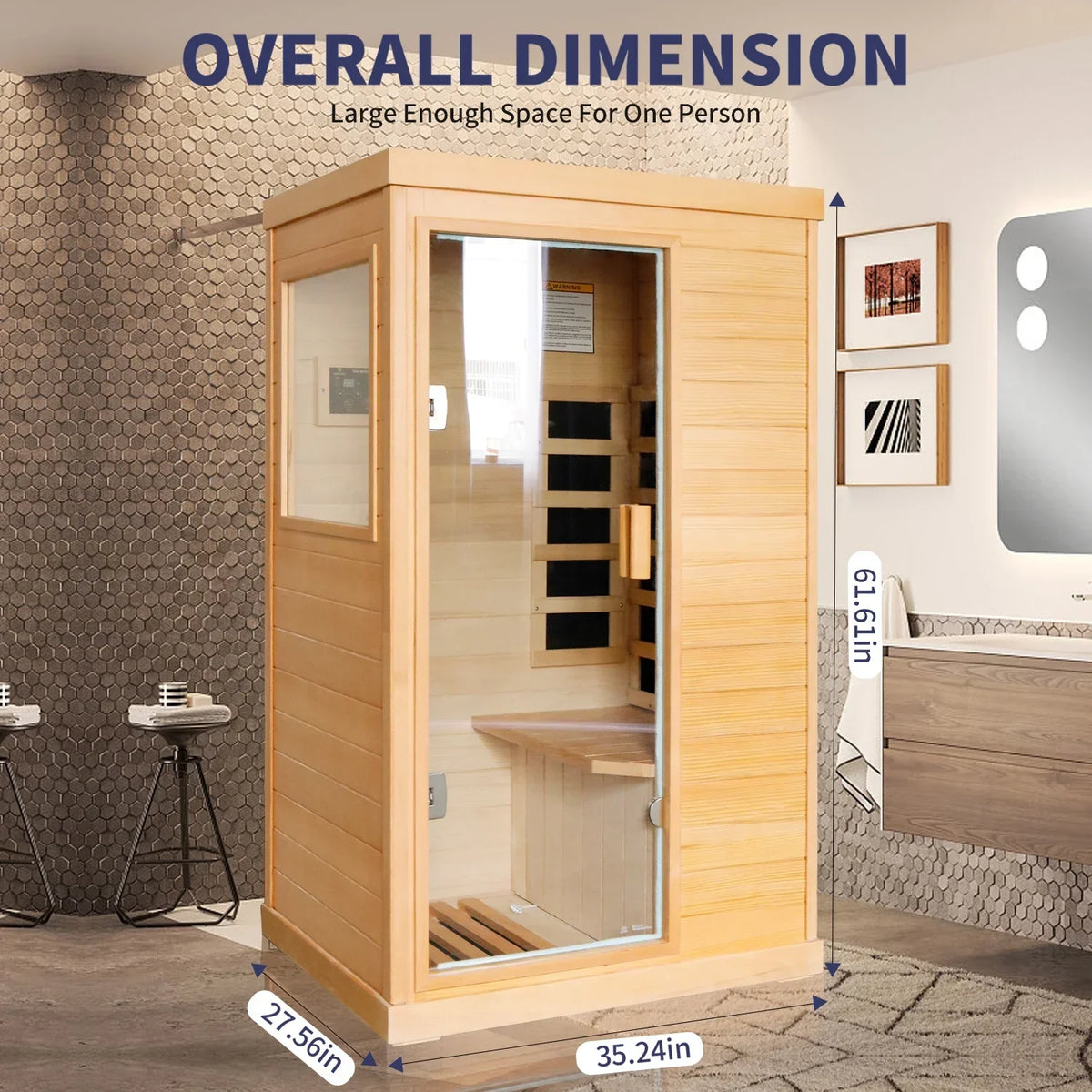 Nouveauté 2026 – Sauna infrarouge lointain OUTEXER 800 W avec résistances en carbone, bois de pruche du Canada, usage intérieur