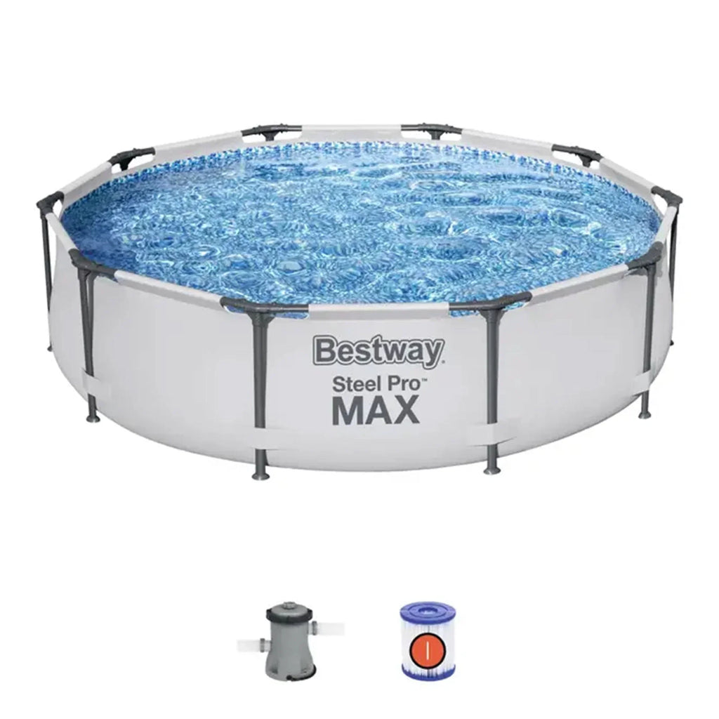 Nouveauté 2026 – Piscine hors sol extérieure Bestway Steel Pro MAX 10'x30" avec pompe, structure métallique, ronde