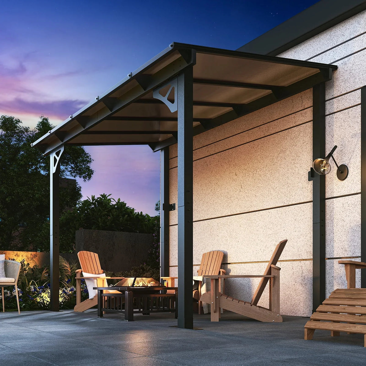 Nouveauté 2026 – Gazebo Aoxun de 2,4 m x 1,5 m pour patio, pergola avec toit incliné, grand auvent mural robuste pour barbecue, idéal pour jardin, terrasse ou patio