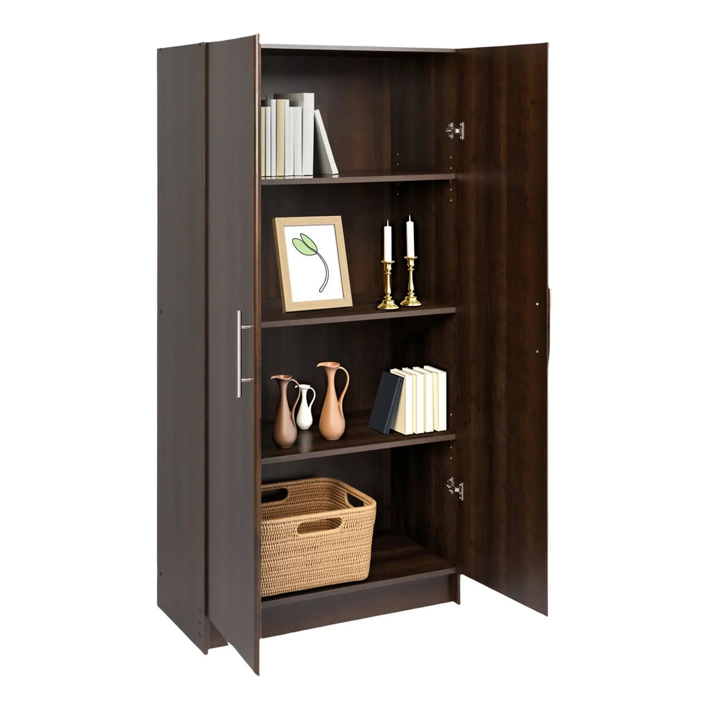 Nouveauté 2026 – Armoire à étagères réglables Prepac - Table de garage haute et fonctionnelle, 40,6 cm (P) x 81,3 cm (L) x 164,6 cm (H), armoire de garage autoportante à 2 portes, couleur expresso - EES-3264
