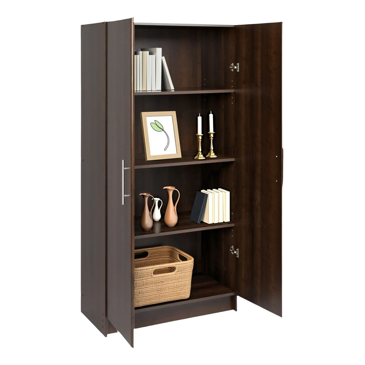 Nouveauté 2026 – Armoire à étagères réglables Prepac - Table de garage haute et fonctionnelle, 40,6 cm (P) x 81,3 cm (L) x 164,6 cm (H), armoire de garage autoportante à 2 portes, couleur expresso - EES-3264